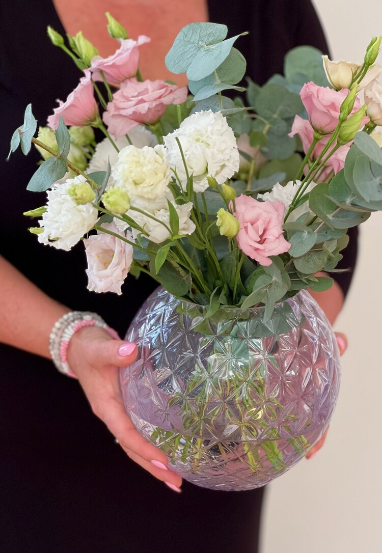 Skloglass Handgemaakt kristallen Dahlia bolvaas 180mm - Alexandrite