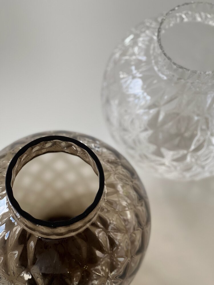 Skloglass Handgemaakt kristallen Dahlia bolvaas 200mm - Smoke