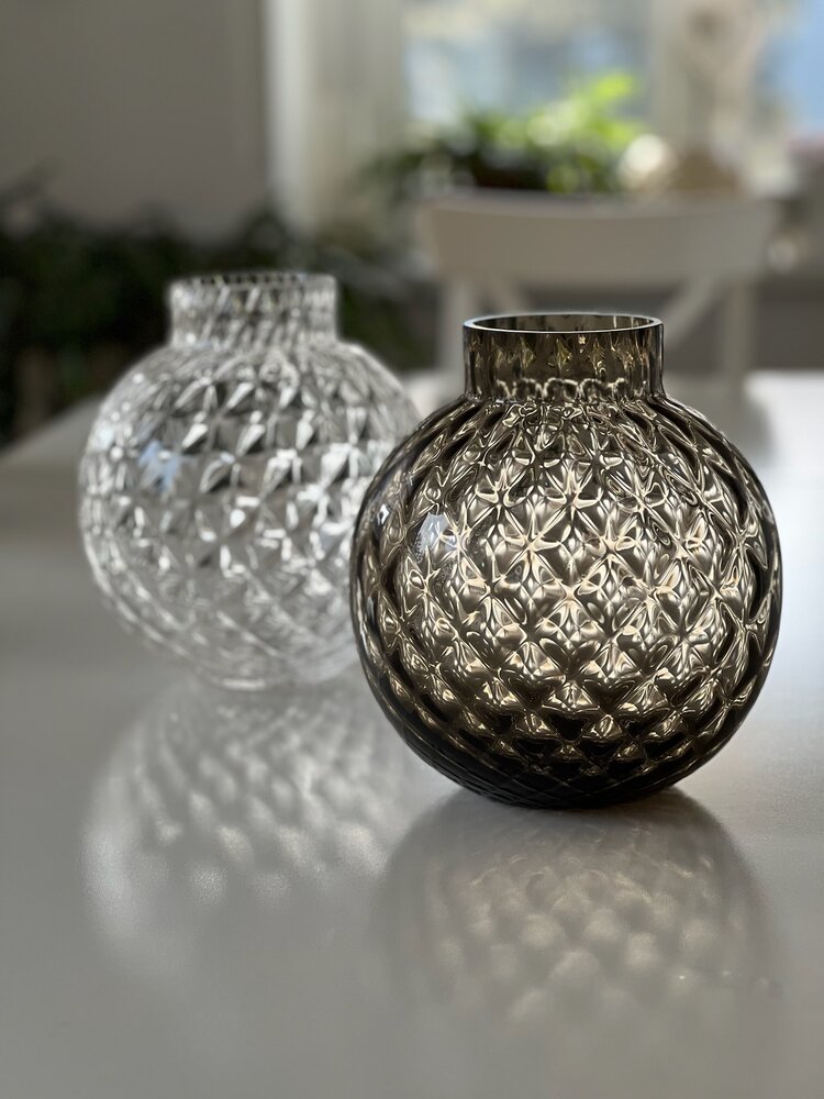 Skloglass Handgemaakt kristallen Dahlia bolvaas 200mm - Kristal