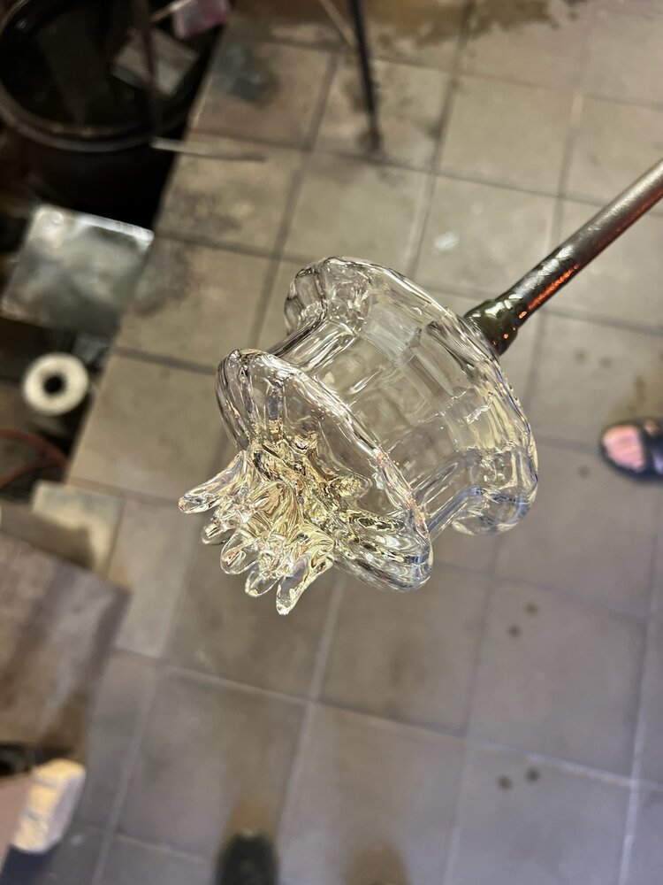 Skloglass Handgemaakte  schaal met deksel  Sakura Kristal SMOKE