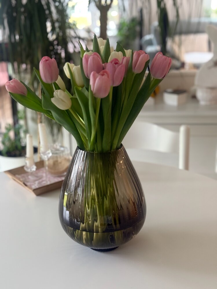 Skloglass Handgemaakt kristallen Sakura vaas - Smoke