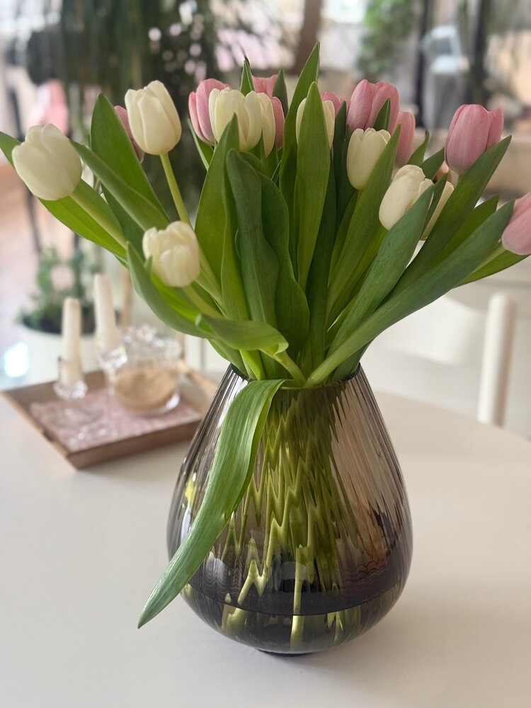 Skloglass Handgemaakt kristallen Sakura vaas - Smoke