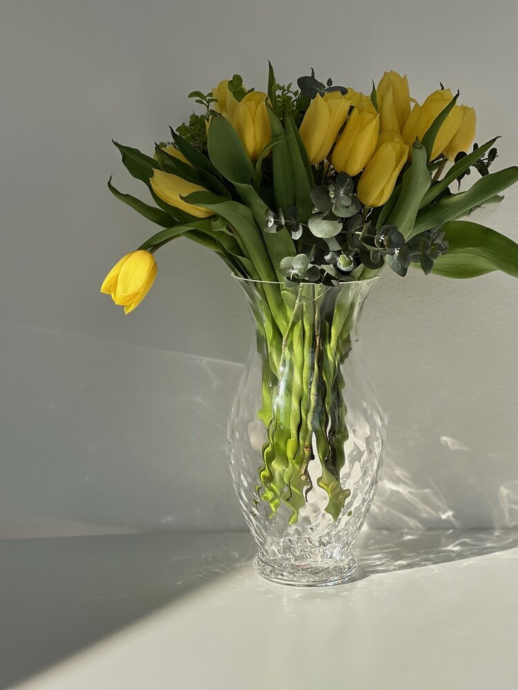 Skloglass Handgemaakt kristallen Zinnia vaas 250mm - Kristal