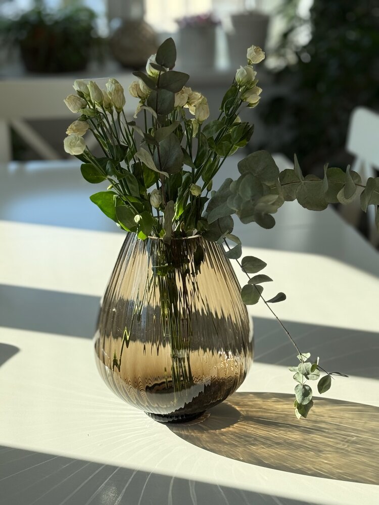 Skloglass Handgemaakt kristallen Sakura vaas - Smoke