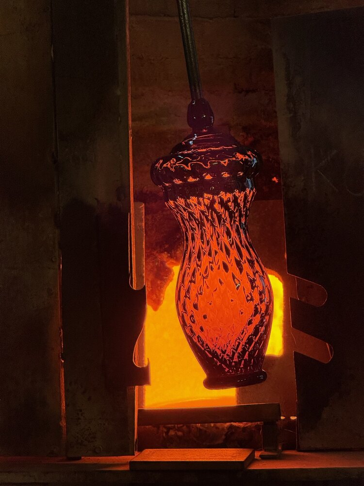 Skloglass Handgemaakt kristallen Zinnia vaas 250mm - Smoke