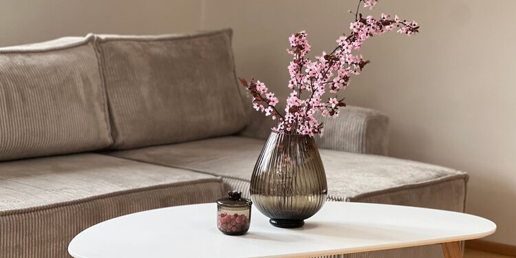 Skloglass Handgemaakte  schaal met deksel  Sakura Kristal SMOKE