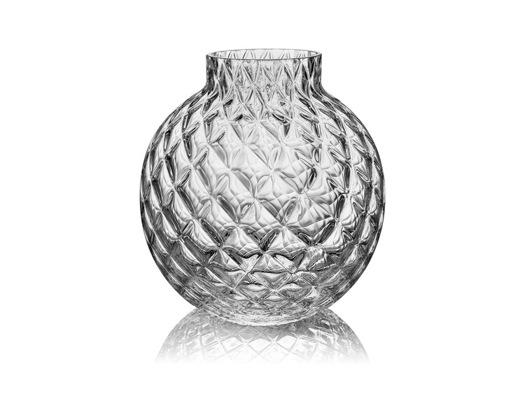 Skloglass Handgemaakt kristallen Dahlia bolvaas 200mm - Kristal