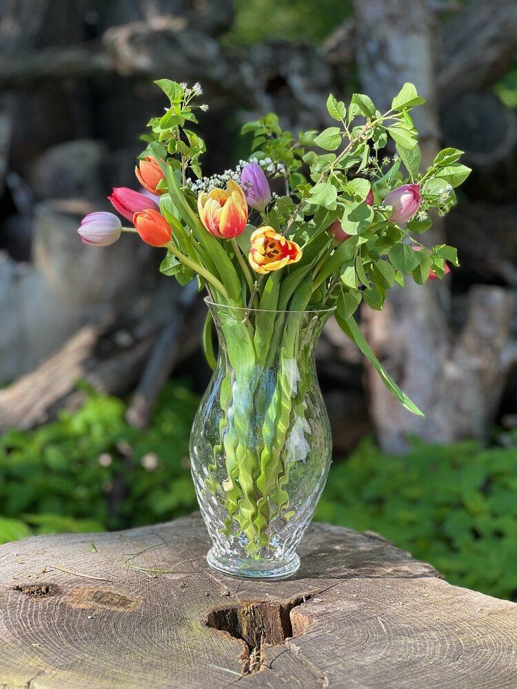 Skloglass Handgemaakt kristallen Zinnia vaas 250mm - Kristal