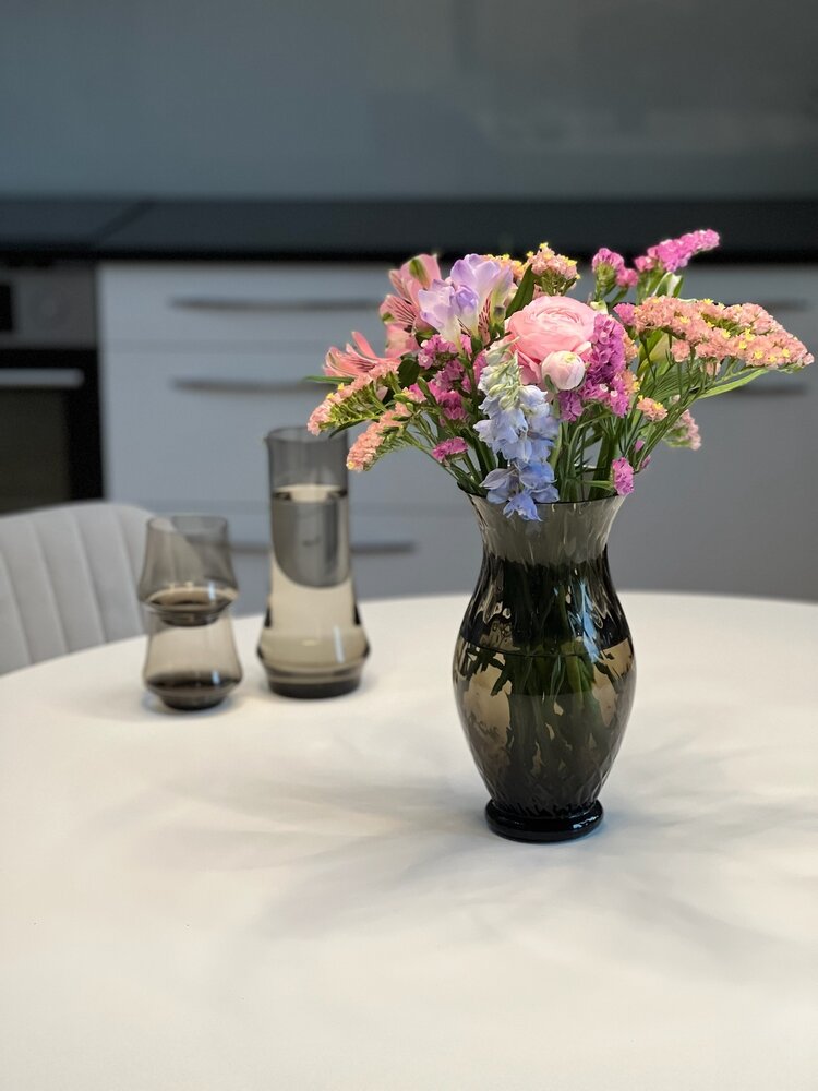 Skloglass Handgemaakt kristallen Zinnia vaas 250mm - Smoke