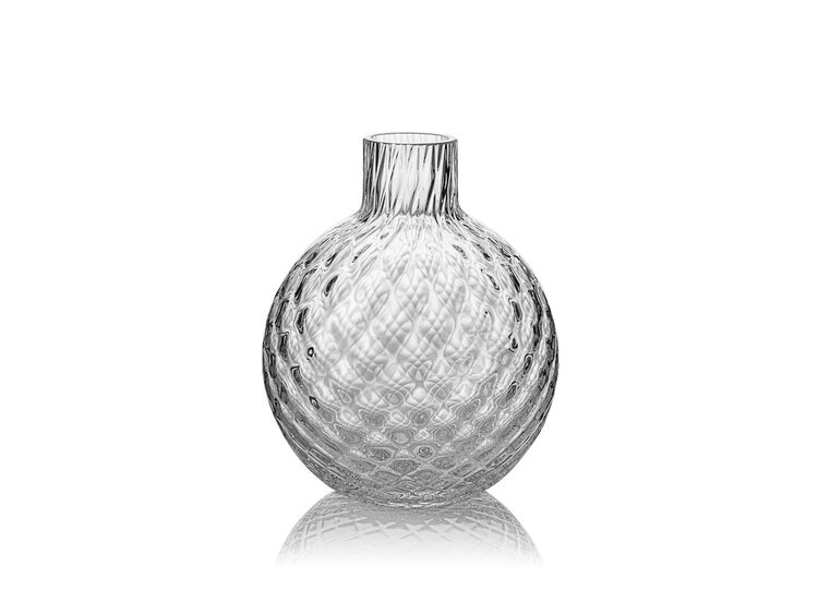 Skloglass Handgemaakt kristallen Dahlia vaasje 100mm - Kristal