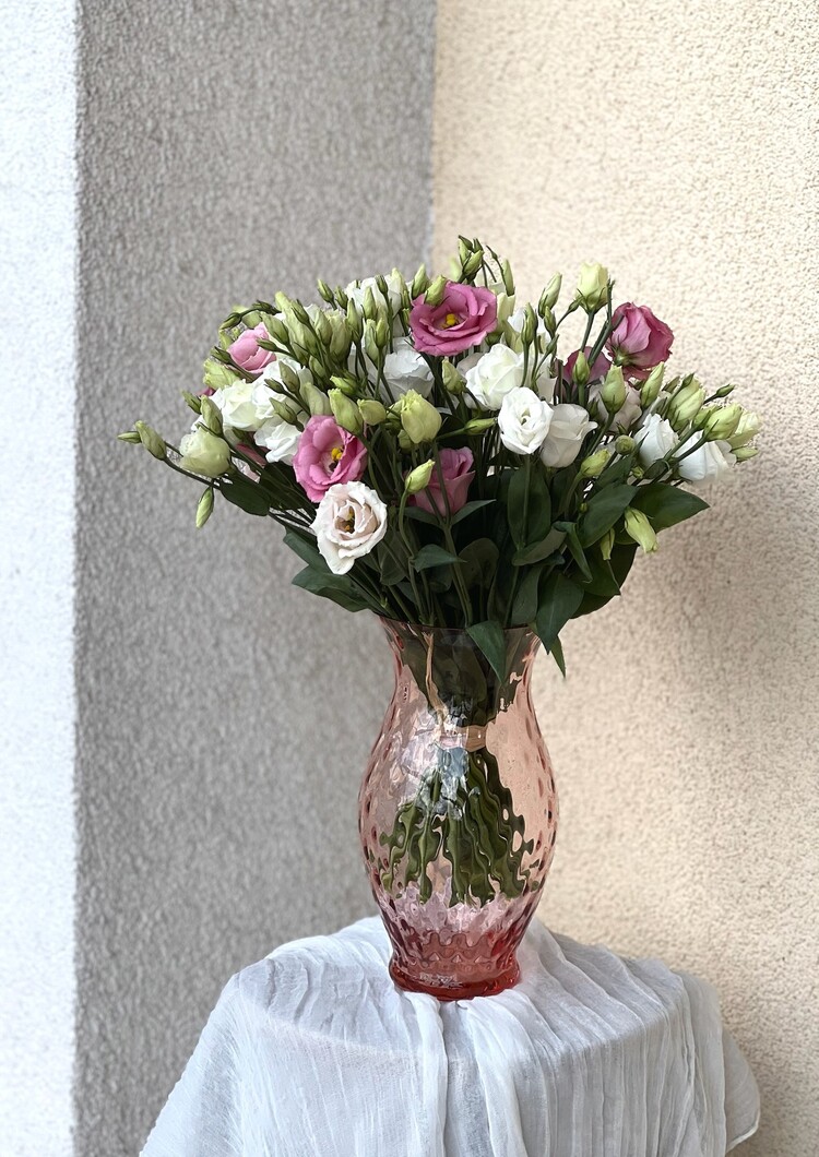 Skloglass Handgemaakt kristallen Zinnia vaas 250mm -Roze