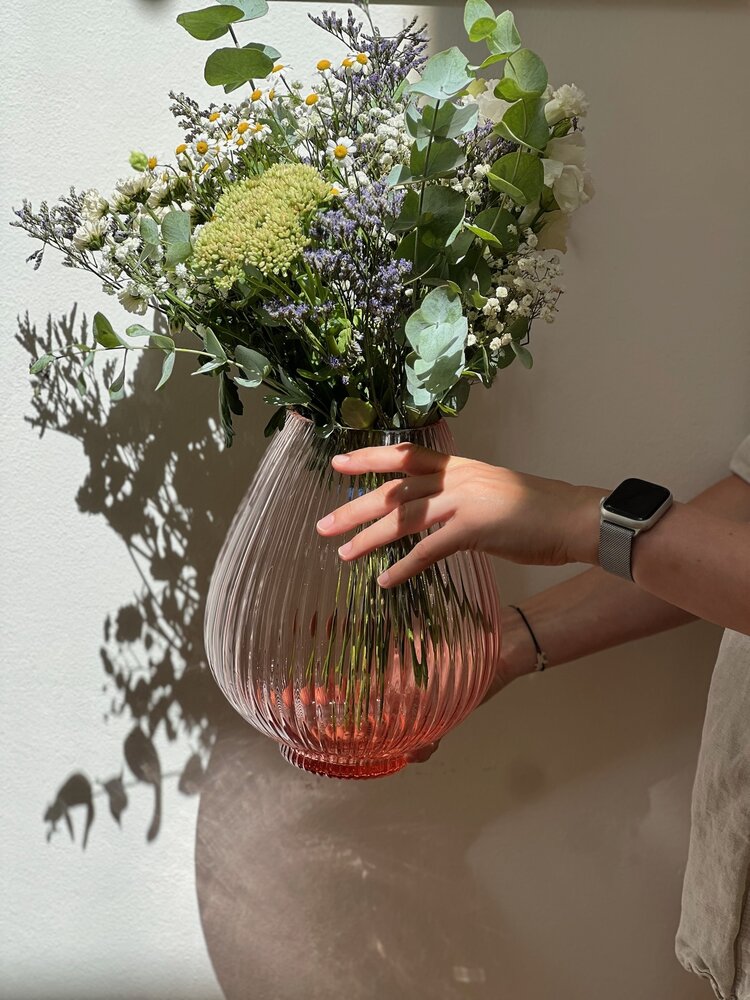 Skloglass Handgemaakt kristallen Sakura vaas - Roze