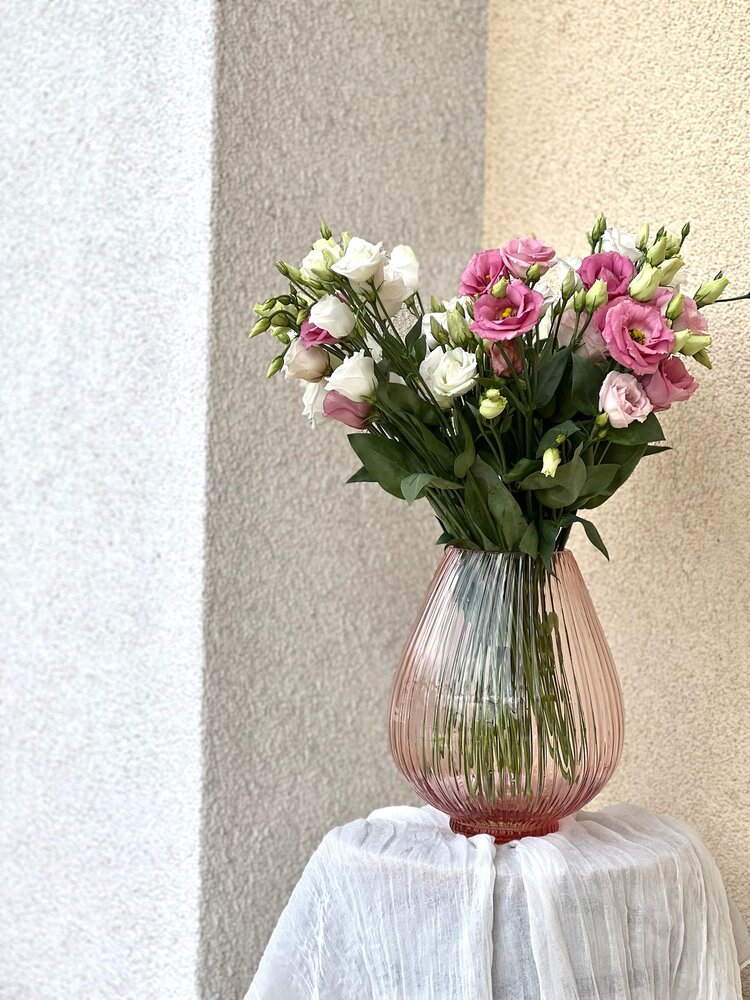 Skloglass Handgemaakt kristallen Sakura vaas - Roze