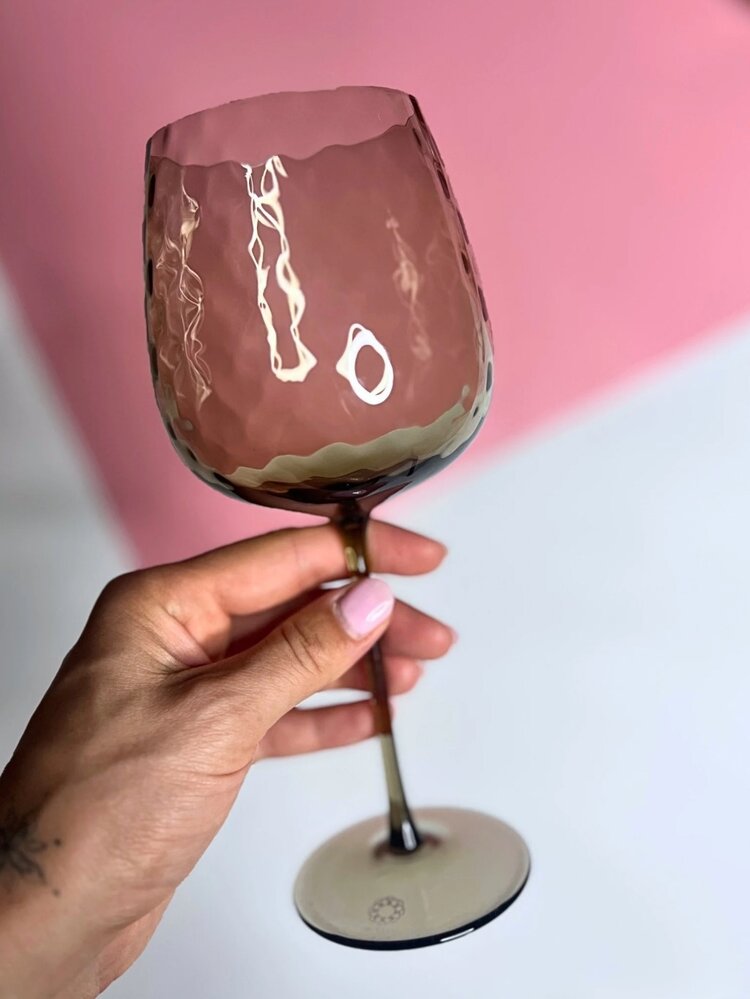 Skloglass Zinnia handgemaakte wijnglazen - smoke