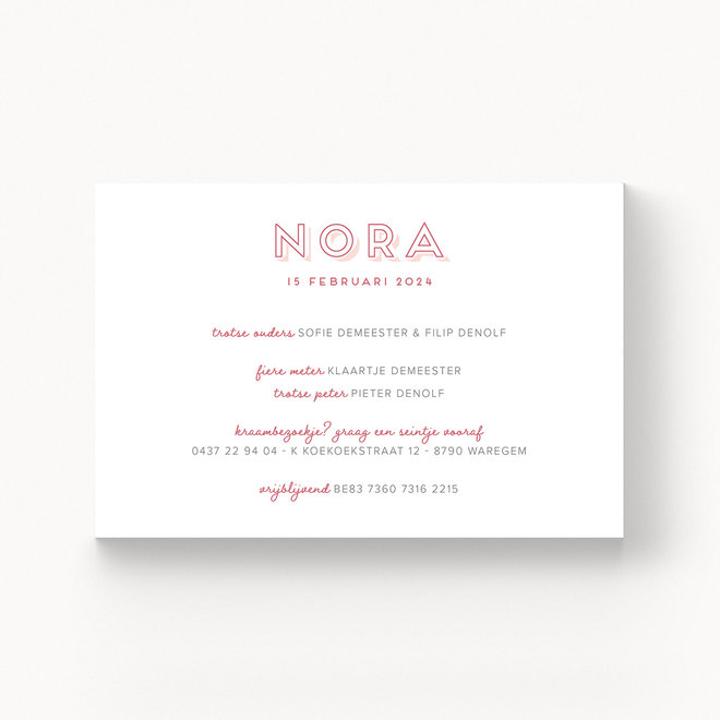 Geboortekaartje Nora - met folie