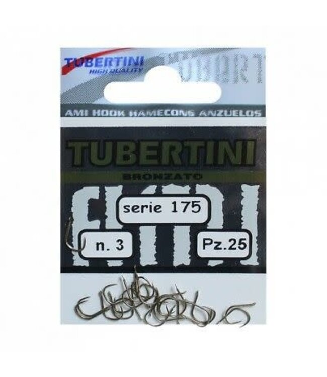 Tubertini Haken Bronzato Serie 175 25pcs – Zeer Sterke Bronskleurige Barbless Haak met Korte Steel en Brede Ronde Bocht voor Karper