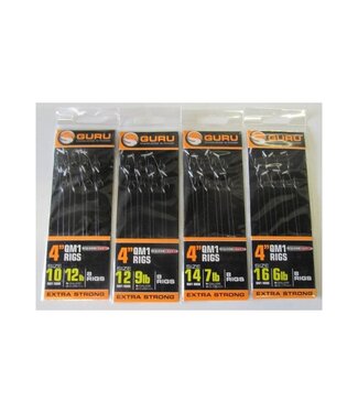 Guru Bas De Ligne 4" QM1 Rigs Avec Speed Stops 8 Pcs - 0.17mm - l'Hameçon QM1 16