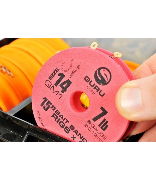 Guru QM1 15" Bait Band Rigs (8 rigs) 0.15mm - haak QM1 18