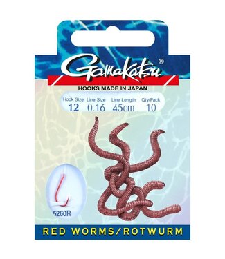 Gamakatsu Onderlijnen Red Worm Haak 5260R - 45cm (10 pcs)