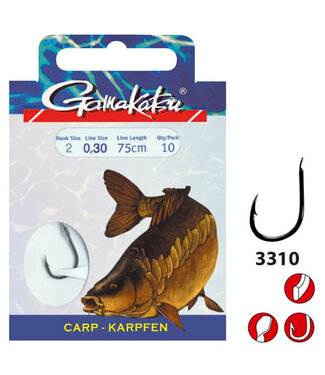 Gamakatsu Base de Ligne Carp l'Hameçons 3310F - 60cm (10 pcs)