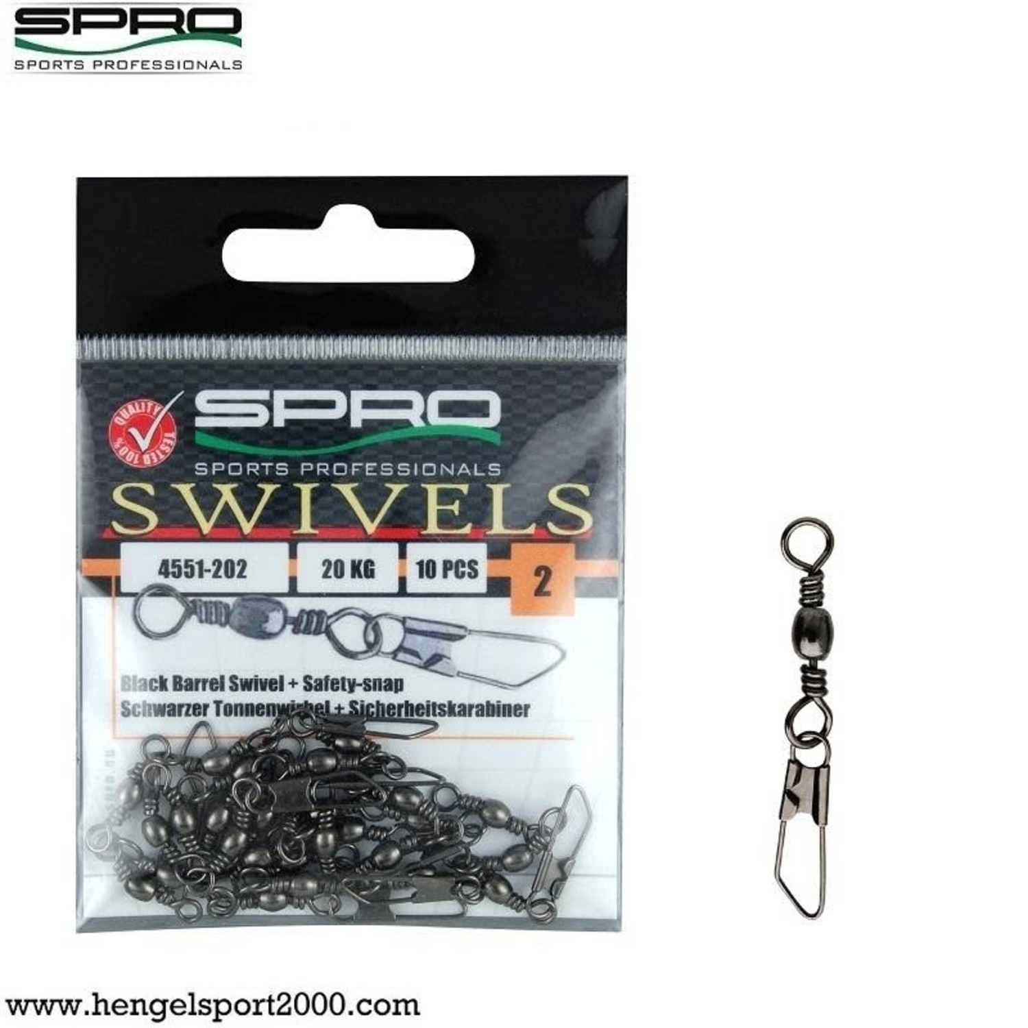 Spro Black Barrel Swivel & Safety-Snap (10 pcs) - Reniers Fishing