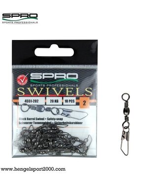 Spro Black Barrel Swivel & Safety-Snap (10 pcs)