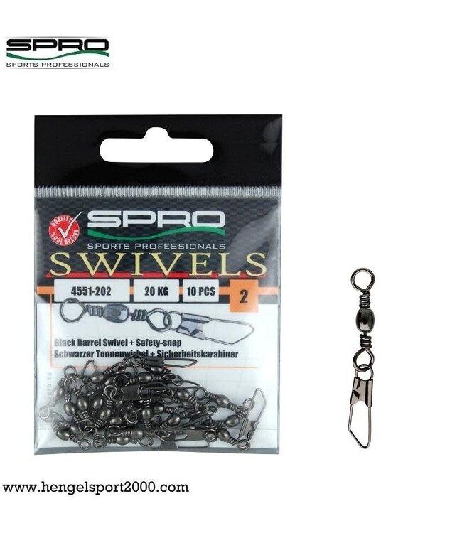 Spro Black Barrel Swivel & Safety-Snap (10 pcs)