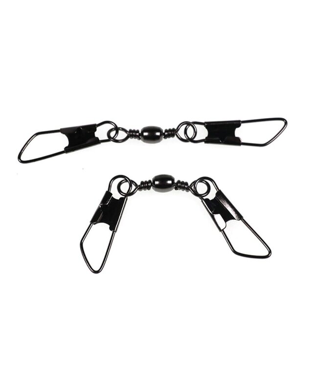 Spro Black Double Safety-Snap Barrel Swivel (10 pcs)