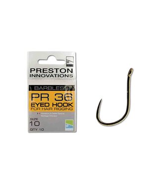 Preston PR 36 Eyed Hook For Hair Rigging Oeillet-Sans Ardillon (10 pcs)