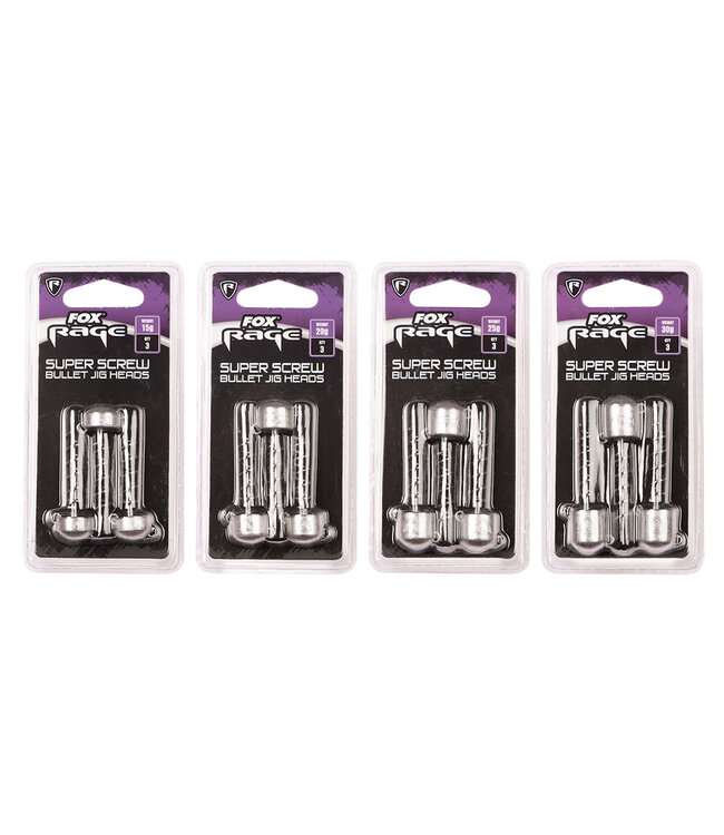 Fox Rage Super Screws Bullet Jig Heads (3 pcs)