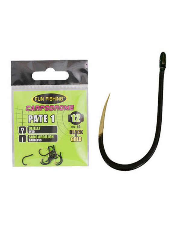 Fun Fishing Haak Carpodrome Pate 1  Barbless Eyed 10 pcs