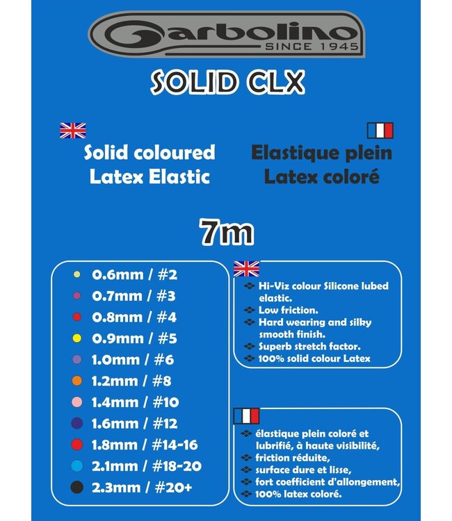 Garbolino Solid Coloured Latex Elastic CLX (6 meter)