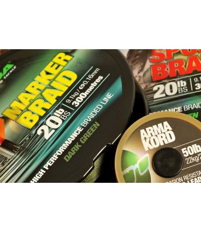 Korda Marker Braid Line 20lb - 9.1kg - 0.16mm - 300m  Dark Green