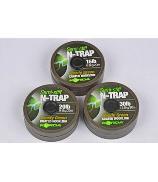 Korda N-Trap Semi-Stiff coated Hooklink Weedy Green (20m)