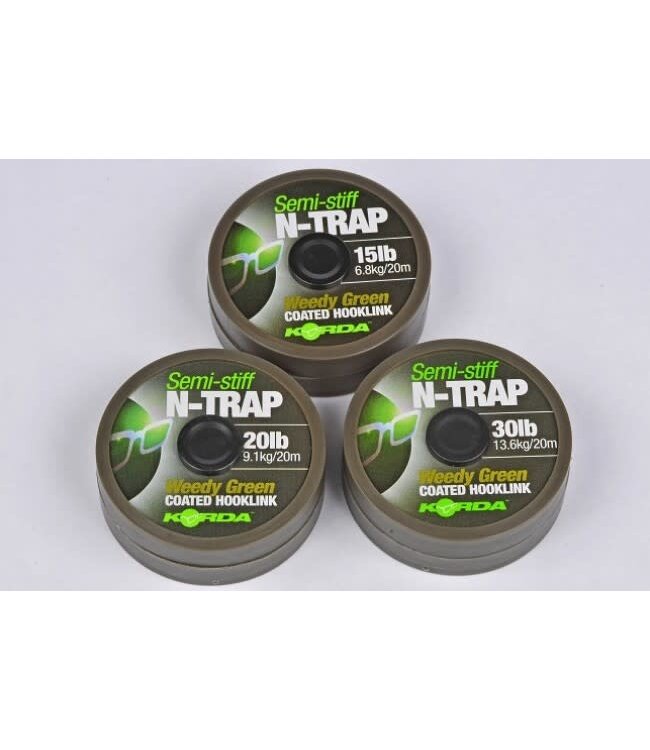 Korda N-Trap Semi-Stiff coated Hooklink Weedy Green (20m)