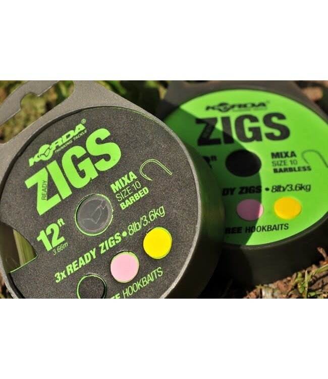 Korda Ready Zigs Barbed (3 pcs) - Haken Mixa size 10 - 3.6kg (incl Free Hookbaits)