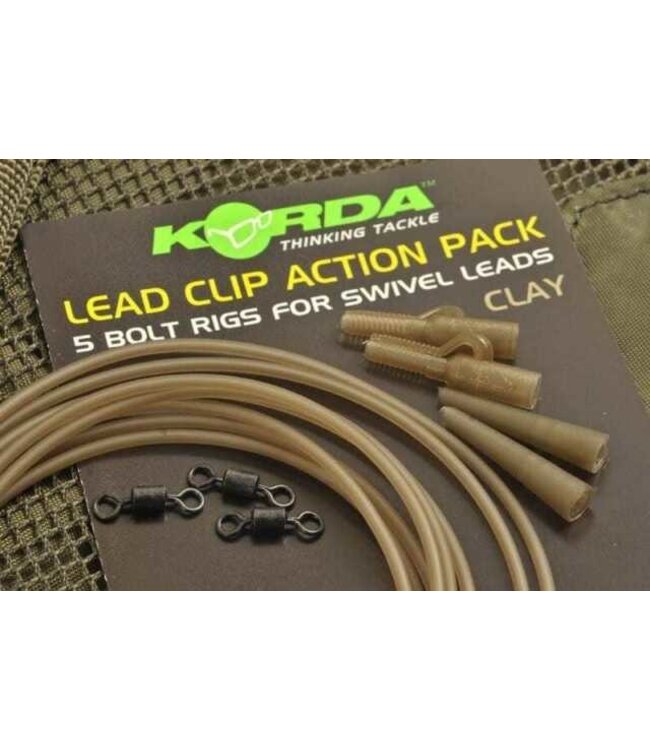 Korda Lead Clip Action Pack - 5 Bolt Rigs For Swivel Leads