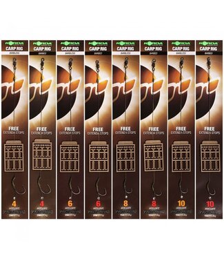 Korda Carp Rig Barbless #4 Wide Gape 20lb - 9.1kg + Free Extenda Stops