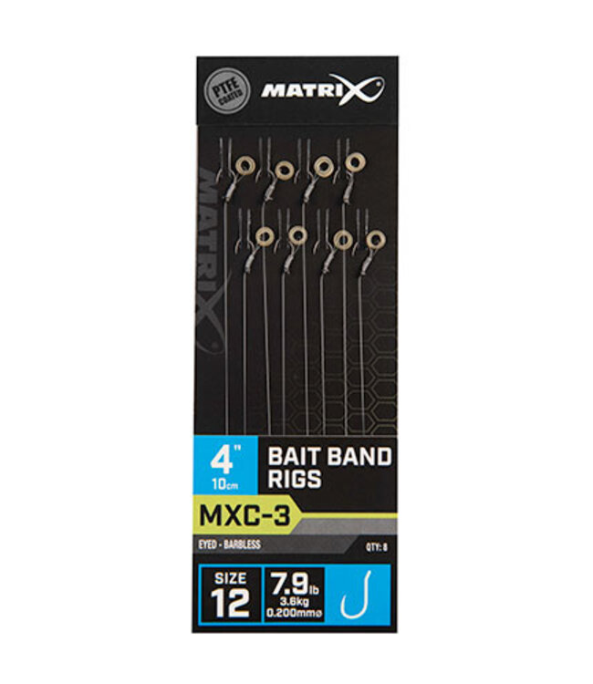 Matrix Bas Ligne MXC-3 Bait Band Rigs 4” (10cm) Eyed - Barbless