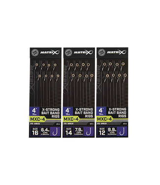 Matrix Onderlijn MXC-4 X-Strong Bait Band Rigs 4” (10cm) Eyed - Barbless