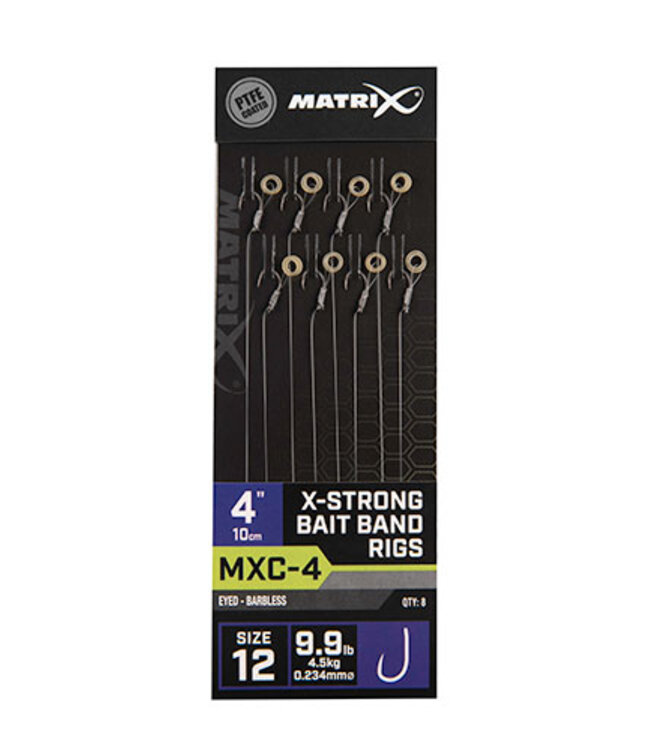 Matrix Bas De ligne MXC-4 X-Strong Bait Band Rigs 4” (10cm) Eyed  Sans Ardillion