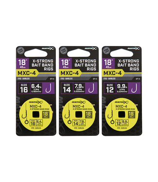 Matrix Bas De Ligne MXC-4 X-Strong Bait Band Rigs 18” (45cm) Eyed - Barbless