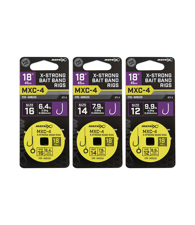 Matrix Onderlijn MXC-4 X-Strong Bait Band Rigs 18” (45cm) Eyed - Barbless