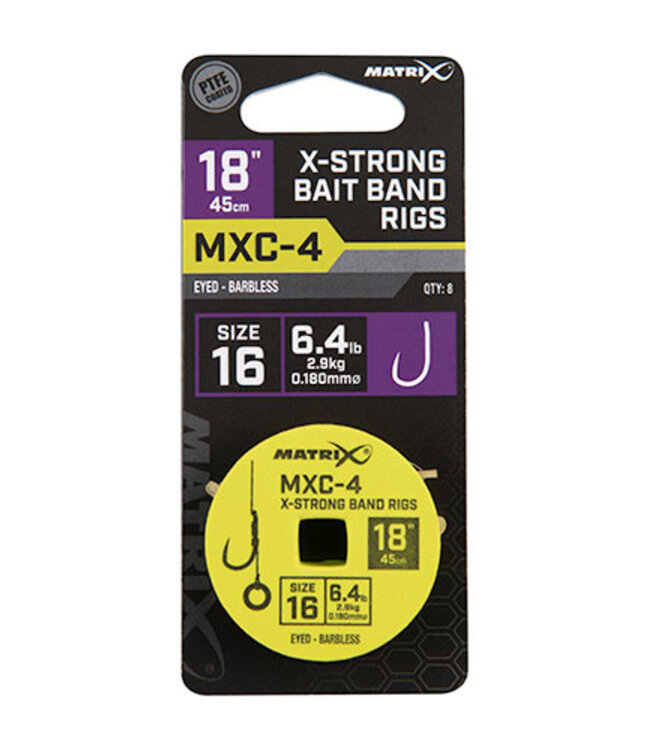Matrix Vorfach MXC-4 X-Strong Bait Band Rigs 18” (45cm) Eyed - Barbless