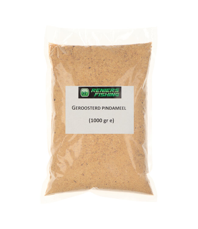 Reniers Fishing Geroosterd Pindameel 1kg – Eiwitrijk Pindameel uit de Voedingsmiddelenindustrie voor Mixen, Boilies en Karpervoer