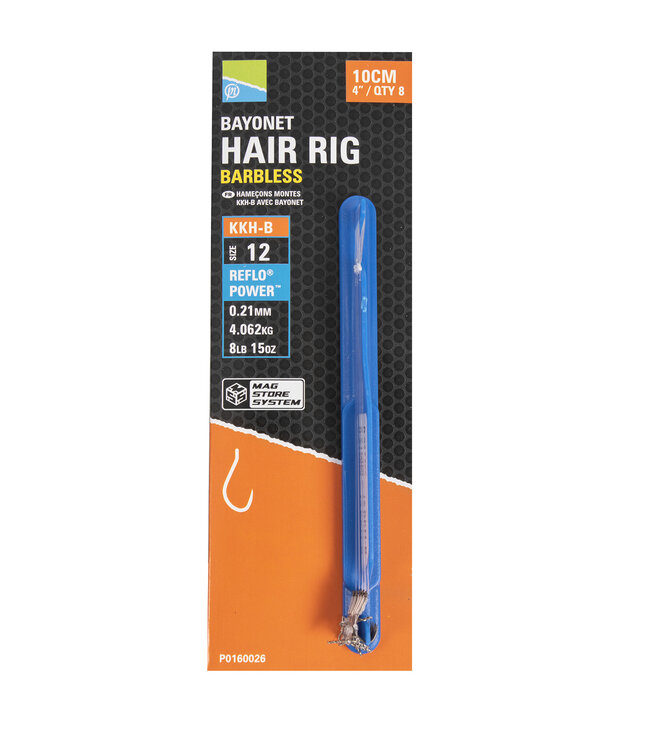 Preston KKH-B Bayonet Hair Rigs Barbless 10cm (8 pcs)