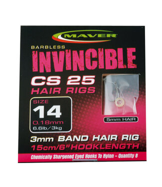 Maver Bas En Ligne Invincible CS 25 Baitband Hair Rig - Sans Ardillon 8pcs