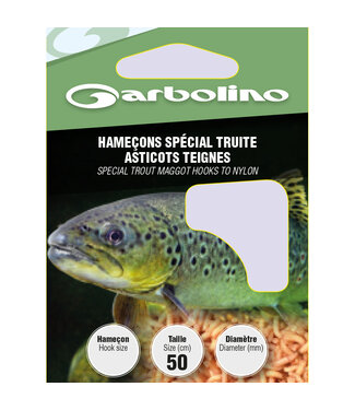 Garbolino Hameçons Spécial Truite Asticot - Teigne 50cm 10pcs