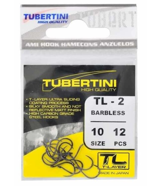 Tubertini TL-2 Eyed Barbless 12pcs – Hameçon Sans Ardillon à Œillet pour Feeder, Method Feeder, Hair-Rig et Gros Poissons