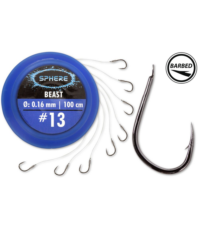 Browning Sphere Hooks To Nylon (8 pcs) Haak Beast Spade - Barbed 100cm